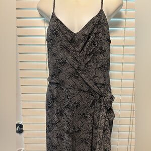 Michael Kors Black/Gray Lace Print Wrap Jumpsuit w/ Waist Tie - Size Small